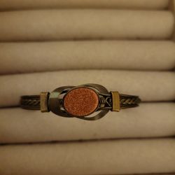 Vintage Mexican Red Goldstone Copper Bracelet