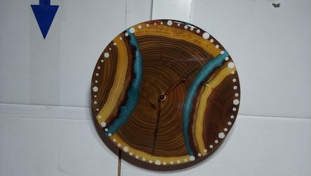 Epoxy Resin Wood Clock Hand Made Echo A Mano 