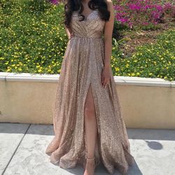 Formal dress / Prom DRESS Rose Gold Glitter Dress Size 6 CINDERELLA DIVINE  CJ510 DRESS for Sale in Chino Hills, CA - OfferUp