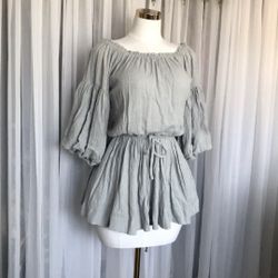 Powder Blue Cinched Mini Dress With Pockets Size S  And M