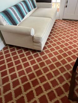 8x12 designer boho woven rug red & beige