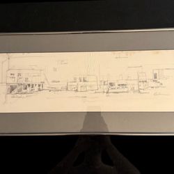 1988 Signed Drake Drawing Fisherman’s Boston With Frame 26x12