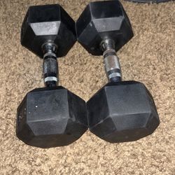 dumbells and barbell
