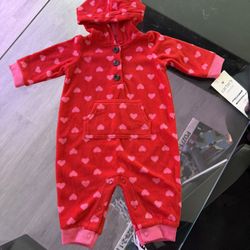 Warm baby girl's romper for Valentine's Day, size 3 months.