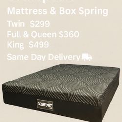 🔥 Special Queen Memory Foam Orthopedic Come With Free Box Spring - Same Day Delivery 