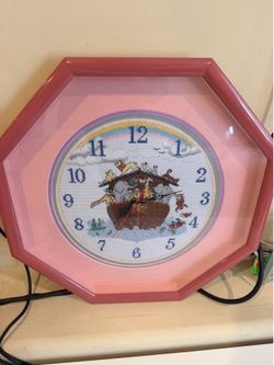 Pink Noah arc clock
