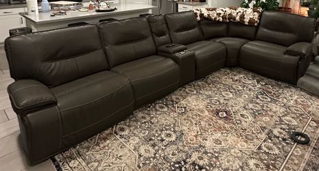 Large Leather Reclining Sectional Sofa