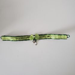 Green Spiked Ribbon Choker Handmade Pre-owned 