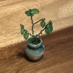 Handmade Miniature Beaded Flower In Pot