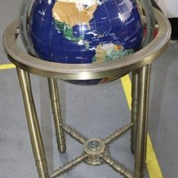 World Gem Globe With Solid Brass Stand with Compass