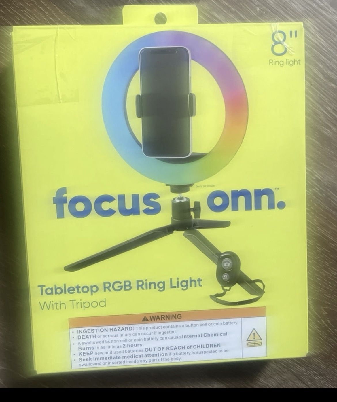 onn 8" Tabletop RGB Ring Light with Tripod