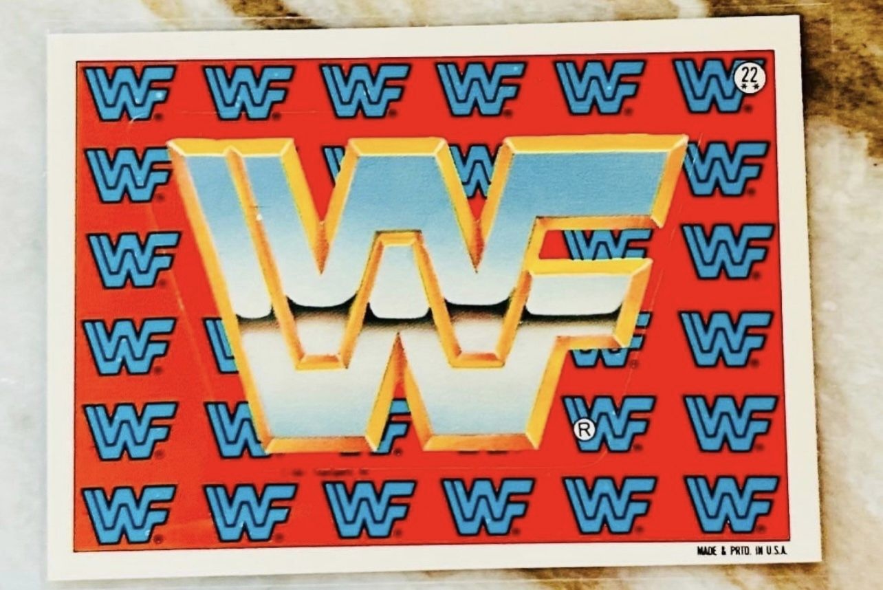WWF Logo 1987 Topps WWF Stickers Card #22 WWE Hulk Hogan Back Vintage Federation