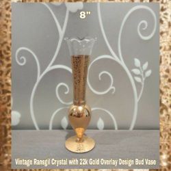 VINTAGE RANSGIL CRYSTAL WITH 22K GOLD OVERLAY DESIGN BUD VASE 
