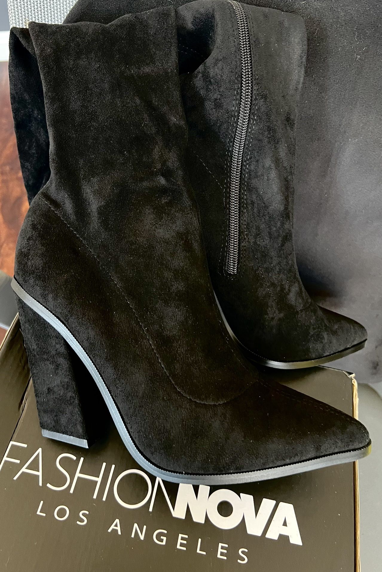 Over The Knee Suede Black Boots - Fashion Nova