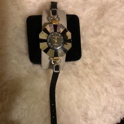 Quartz Mirror Watch,18K Gold Plated,water Resistant With Black Band (Lee Casdeen)