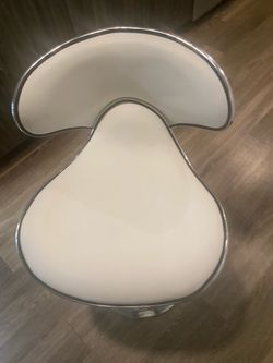 Modern White Leather Chrome Frame Chair