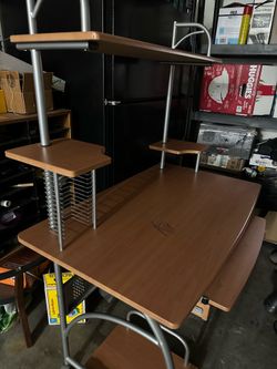 Computer Desk with Keyboard Tray & Shelves
