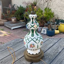 Bohemian Cut, Glass, Antique Lamp, Needs Restoring