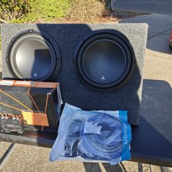 JL 10" W3 High End Subs Custom Box Amp And Wiring