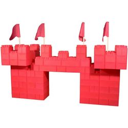 Giant LEGO Style 104 pc Jumbo Playhouse Princess Castle Blocks Bricks Flags Pink