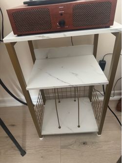 3-Tier Marble and Gold Shelving Unit