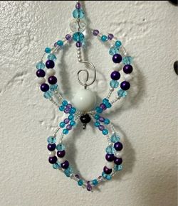 Beaded Suncatcher Hanging Decor Blue Purple Clear White Black