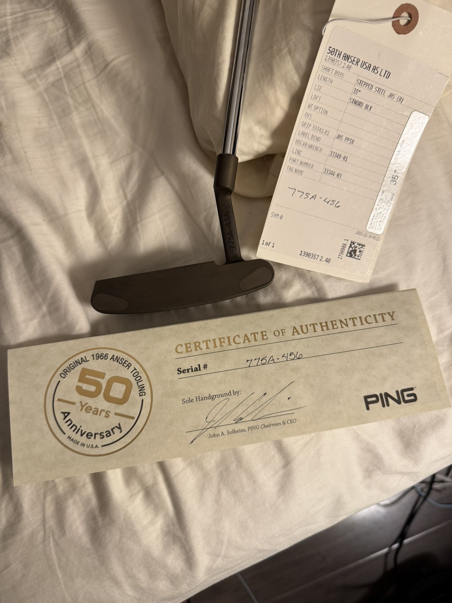 PING 50th Anniversary Anser Putter. 35” RH. Serial# 775A-456. RARE!  Brand New in Commemorative Box. 