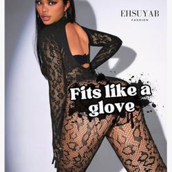 Sexy Lace Leopard Jumpsuit For Women, Fishnet Bodysuit Glow Party Club, Poster One Piece Mesh Full Body Rave Outfits
