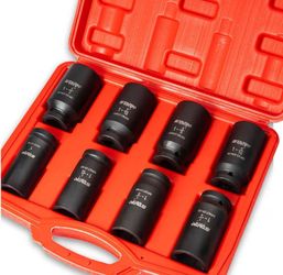 9pc 3/4" Drive Deep Impact Cr-V Socket Set SAE Heat Treated 6-Point Flank Sockets (Black) 1" to 1-1/2" Storage Case

Brand new in box 📦