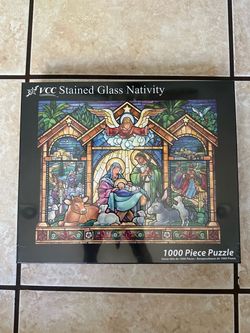 NEW Christmas Stained Glass Nativity Jigsaw Puzzle 1000 Piece