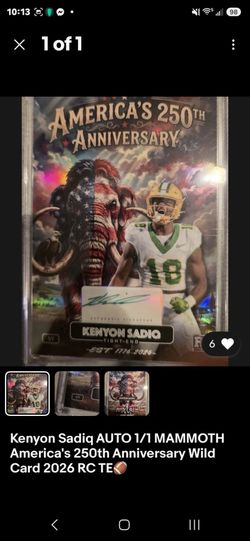 KENY SADIQ auto 1/1 mammoth Americas 250th wild america card