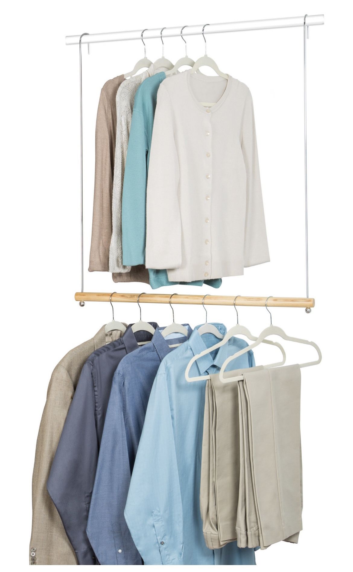 Double Hang Closet Rod Organizer 