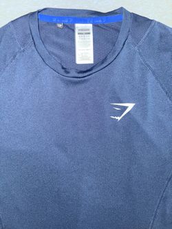 Gymshark Mens Slim Fit Navy Long Sleeve Training Shirt Lightweight Size Medium