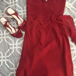 David’s bridal evening gown with matching shoes dress size 6 shoe size 7 1/2