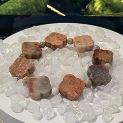 Natural Floral Agate Bracelet 