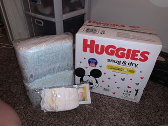 SIZE ONE DIAPERS UNOPENED PLUS EXTRA