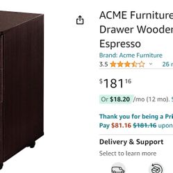 3-Drawer Wooden File Cabinet 