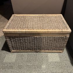 Woven Wicker Storage Chest Basket
