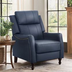Navy blue genuine leather recliner