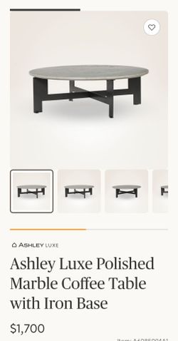 ashley luxe polished marble coffee table with iron base