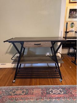 Bestier - Coffee Bar Station, Kitchen Island Cart with Storage and Lockable Wheels - Brown