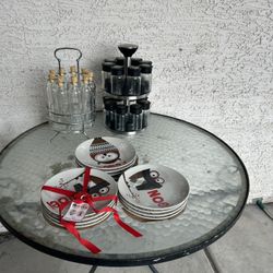 Rotating Spice Rack Organizer With Jars And Plates