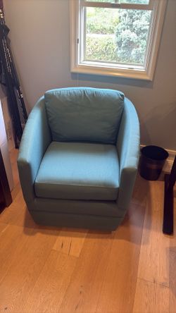 Barrel Swivel Accent Chair — Teal/Seafoam Green, Curved Back, Modern Tub Chair