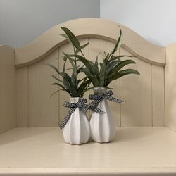 White Bud Vases With Faux Greenery 🌿