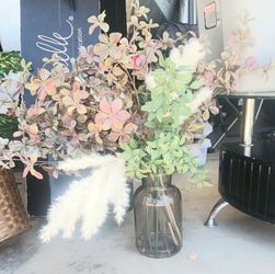 vase with faux flowers!