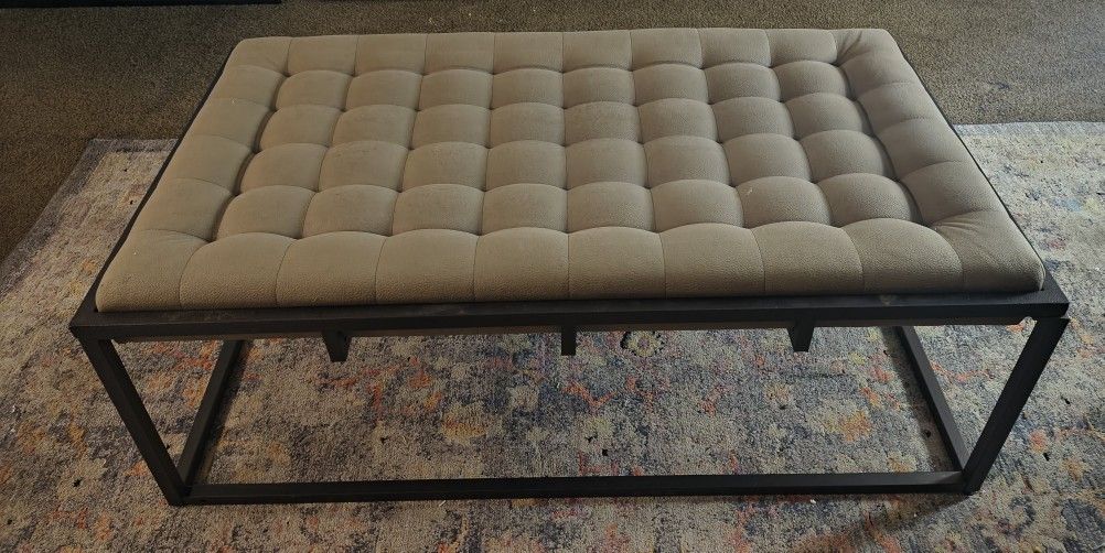 Ottoman bench with brown upholstered metal