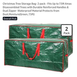 Storage Bag- 2 Pack - Fits Up To 7.5ft Xmas Disassembled Trees With Durable Reinforced Handles & Dual Zipper -Waterproof Material Prote