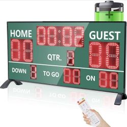 LED Wireless Football Scoreboard, Electronic Scoreboard with Remote, Digital Scoreboard Football Score Keeper for Outdoor/Football Training/American F
