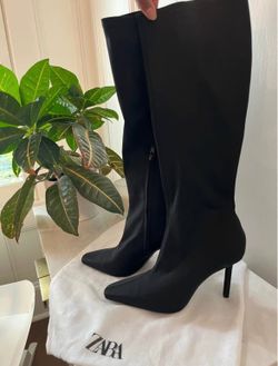 Zara Long Black Boots - Size 7