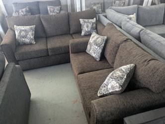 Dark Brown Sofa & Loveseat 